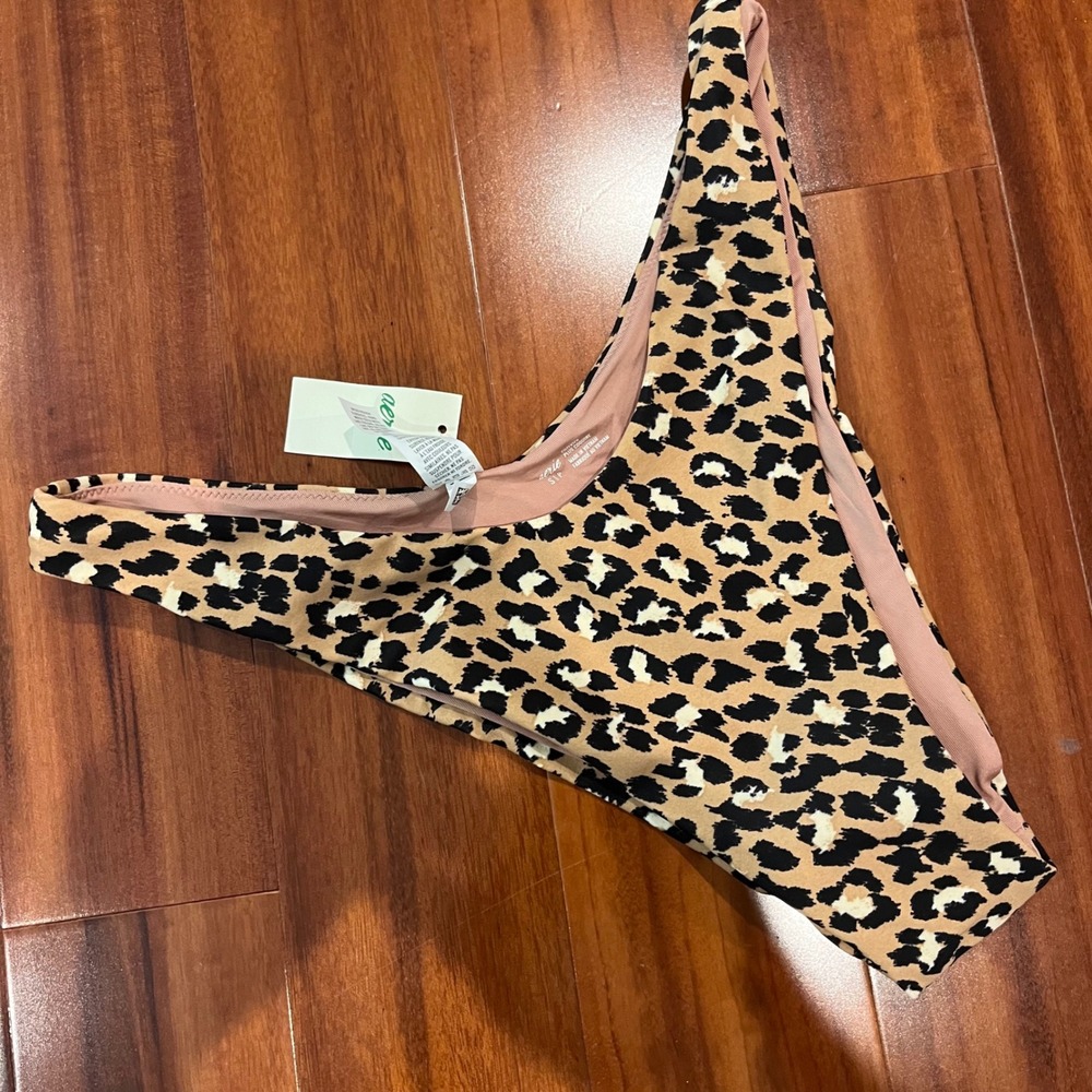 Aerie Leopard Cheeky Bikini Bottom Swim Animal Print Hi Cut Swim New Size Small